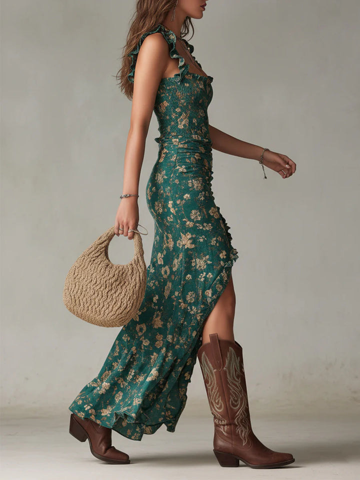 Francesca | Abito Maxi Verde Bohemien