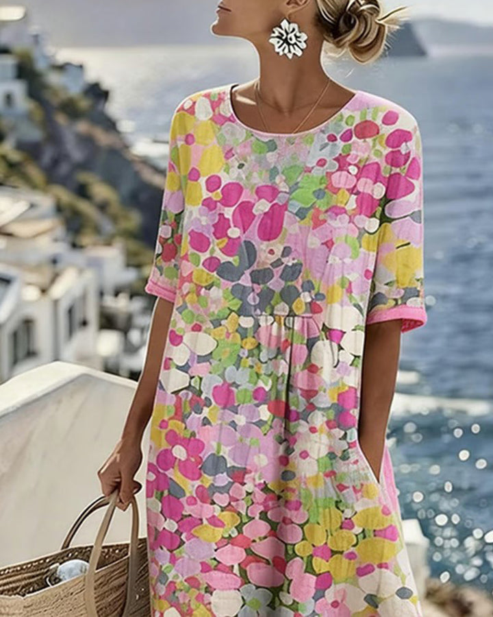 Elena™ | Abito Midi Floreale Fluido "Giardino al Sole"