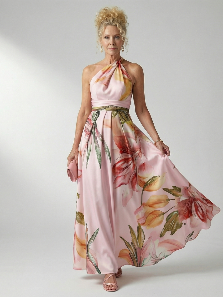 Amiel | Abito Maxi Leggero con Stampa Floreale