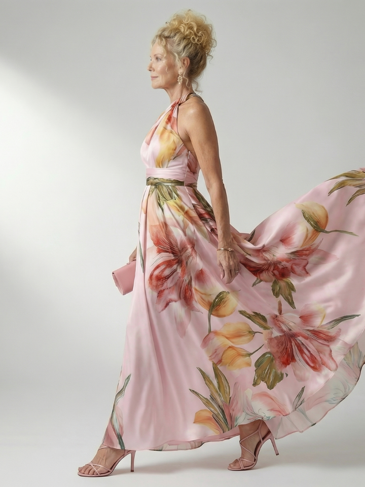 Amiel | Abito Maxi Leggero con Stampa Floreale
