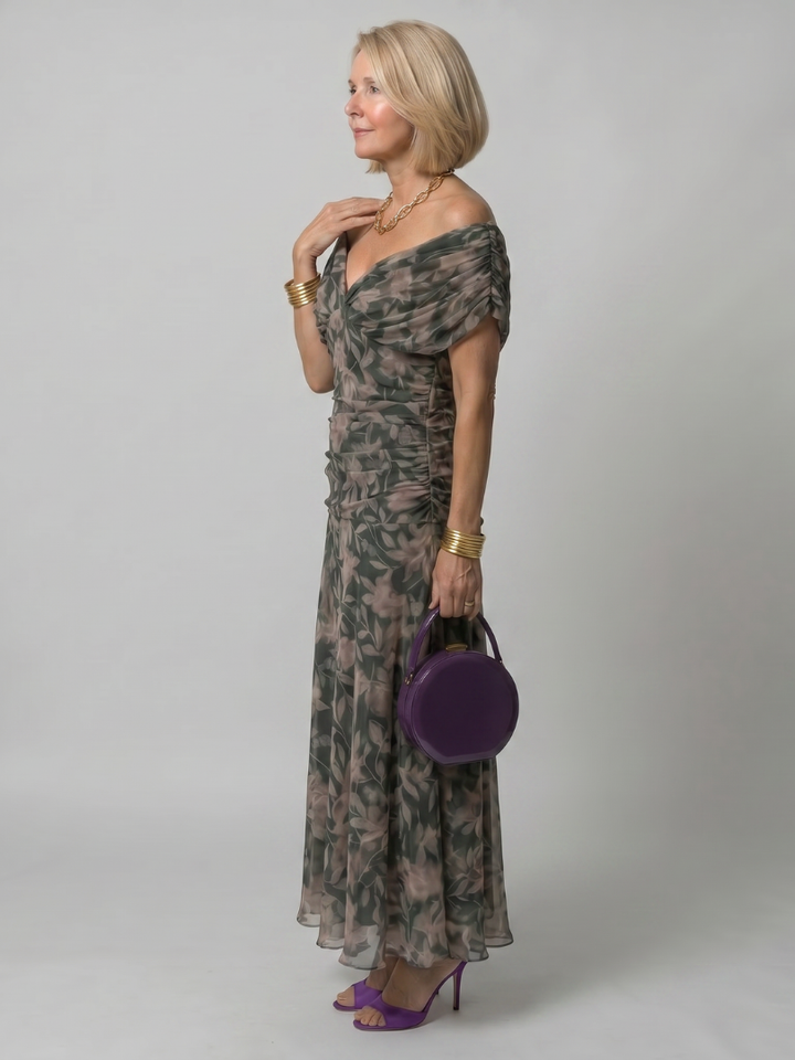 Calen | Abito Midi Off-Shoulder Fluente