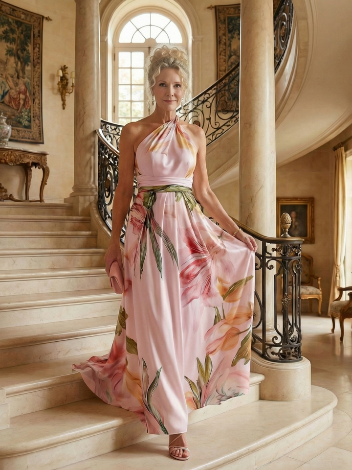 Amiel | Abito Maxi Leggero con Stampa Floreale