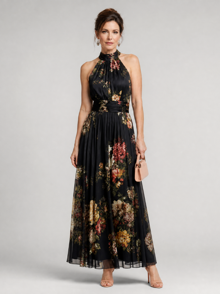 Sior | Abito Midi Floreale con Scollo Halter