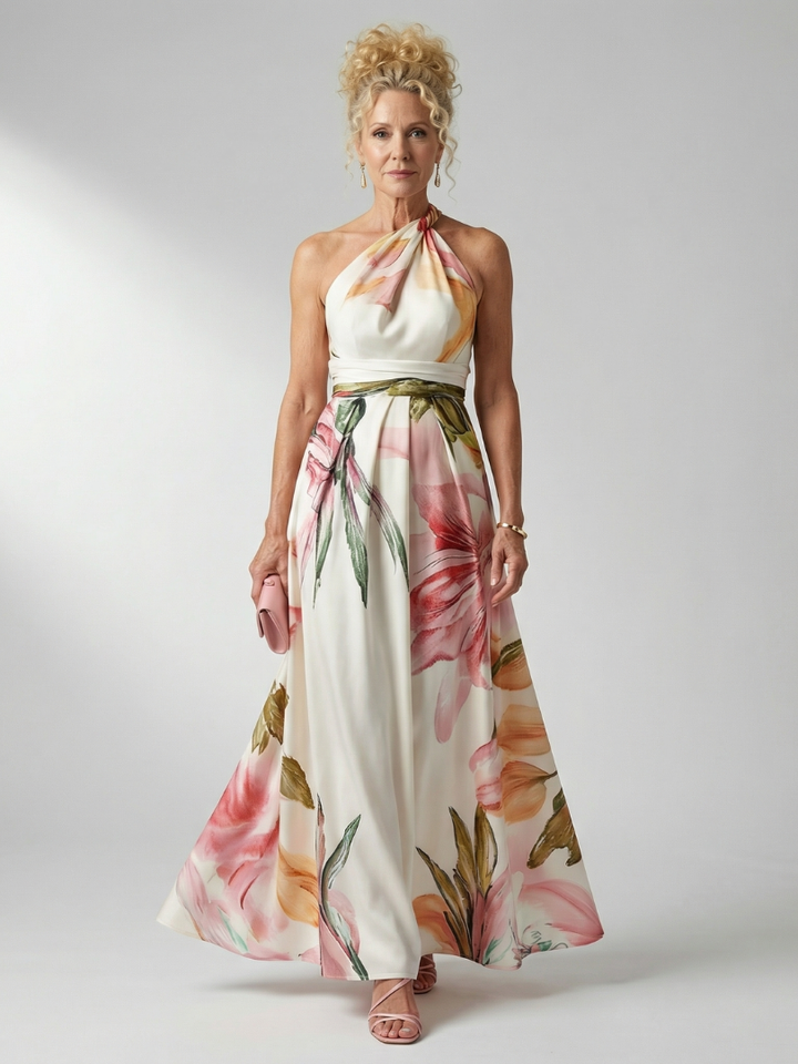 Amiel | Abito Maxi Leggero con Stampa Floreale
