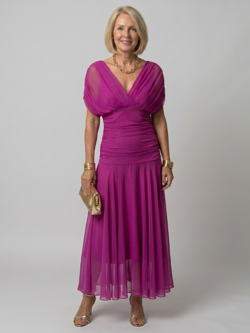 Calen | Abito Midi Off-Shoulder Fluente