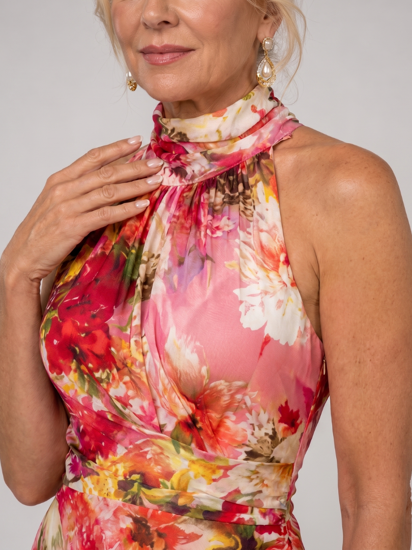 Elisabetta | Abito Maxi Floreale con Scollo Americano