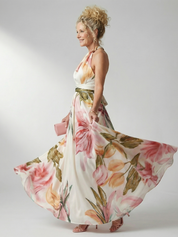 Amiel | Abito Maxi Leggero con Stampa Floreale