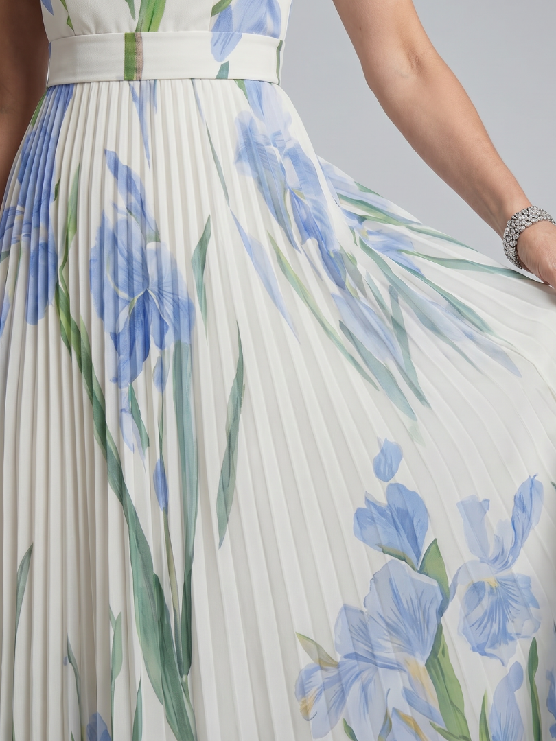 Ophelia | Abito Midi Floreale con Scollo Quadrato