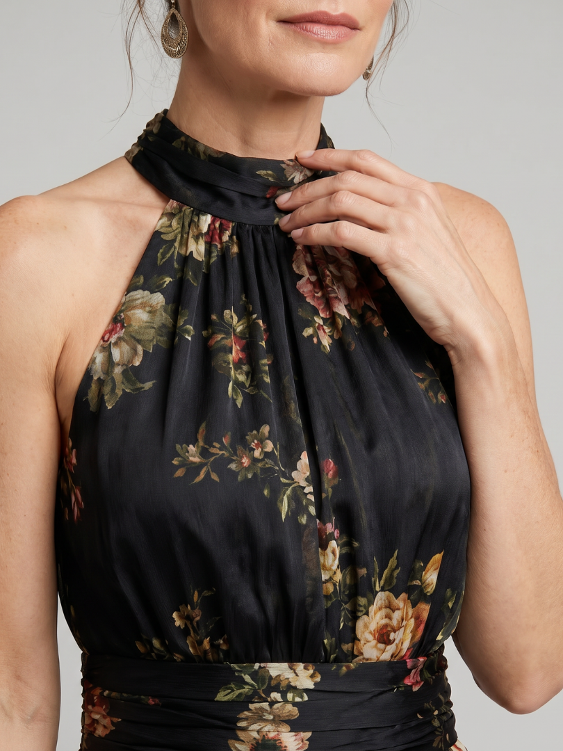 Sior | Abito Midi Floreale con Scollo Halter
