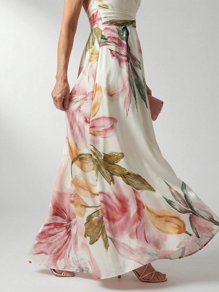 Amiel | Abito Maxi Leggero con Stampa Floreale
