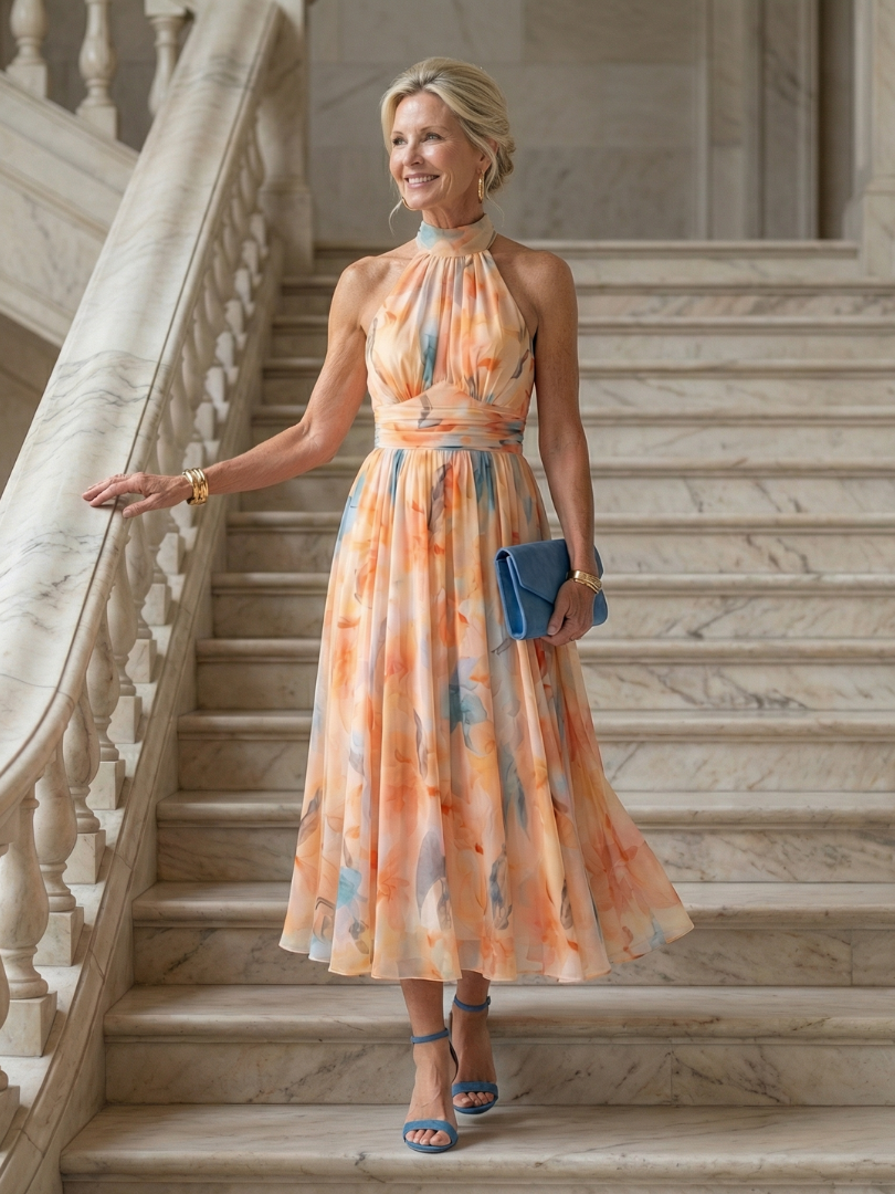 Elin | Abito Midi con Scollo Americano