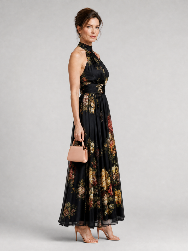 Sior | Abito Midi Floreale con Scollo Halter