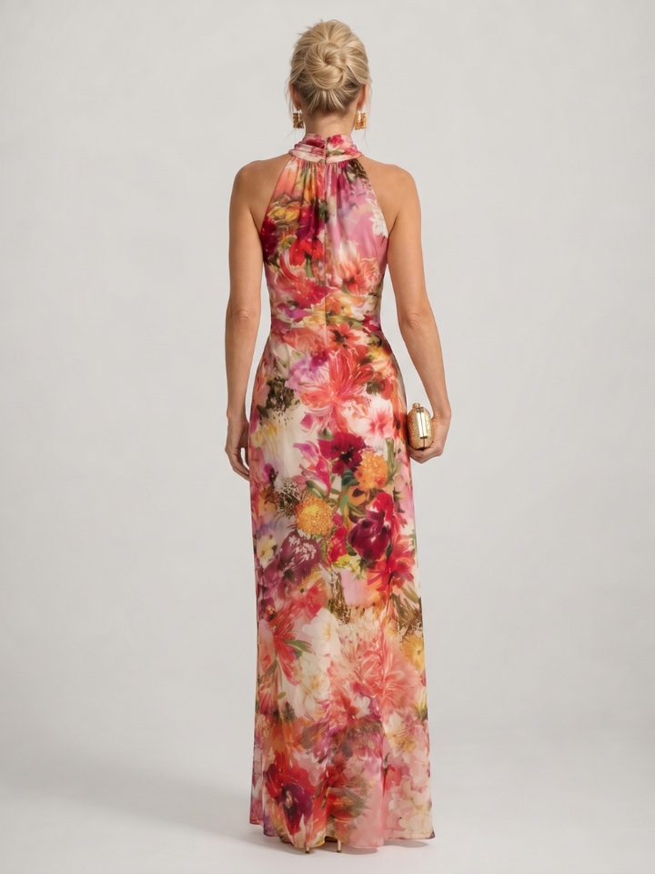 Elisabetta | Abito Maxi Floreale con Scollo Americano