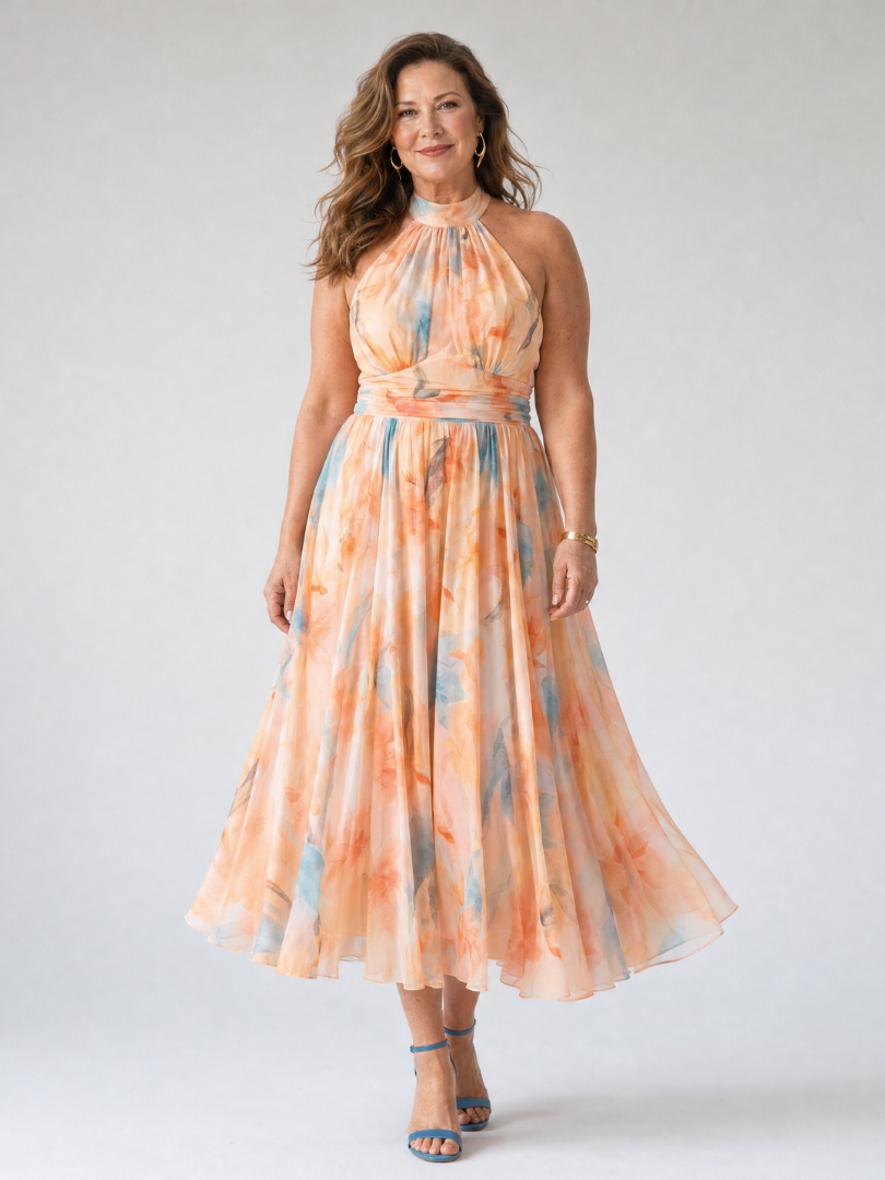 Elin | Abito Midi con Scollo Americano