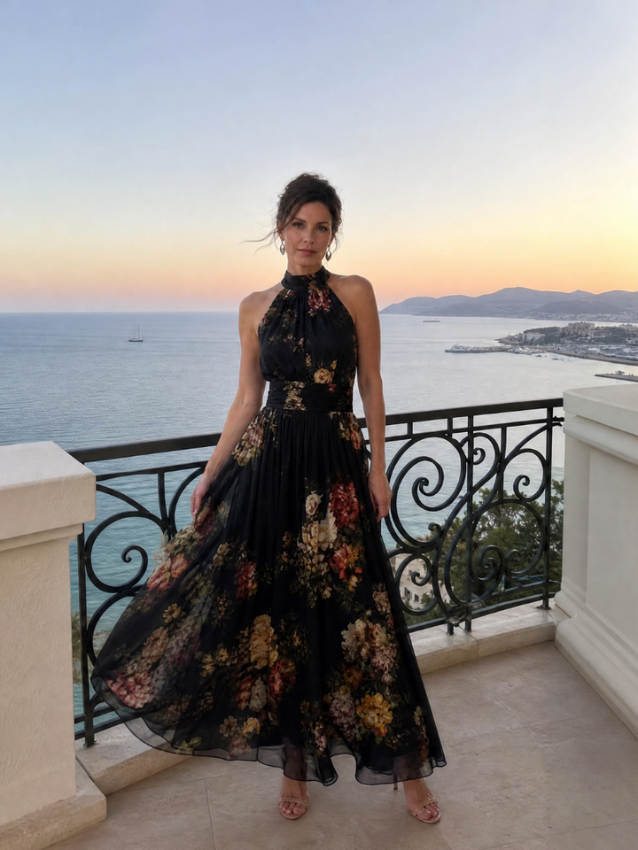 Sior | Abito Midi Floreale con Scollo Halter