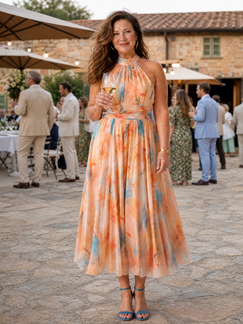Elin | Abito Midi con Scollo Americano