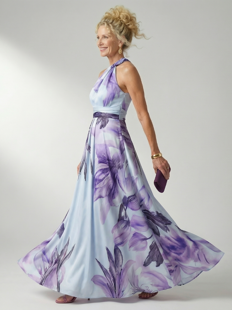 Amiel | Abito Maxi Leggero con Stampa Floreale