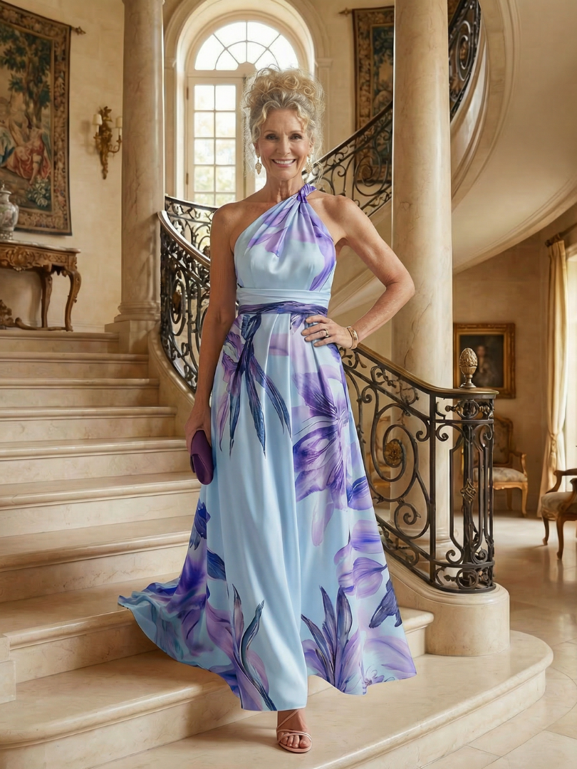 Amiel | Abito Maxi Leggero con Stampa Floreale