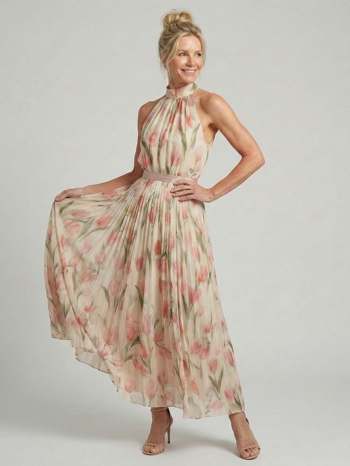 Aurelle | Abito Midi Floreale con Scollo Americano