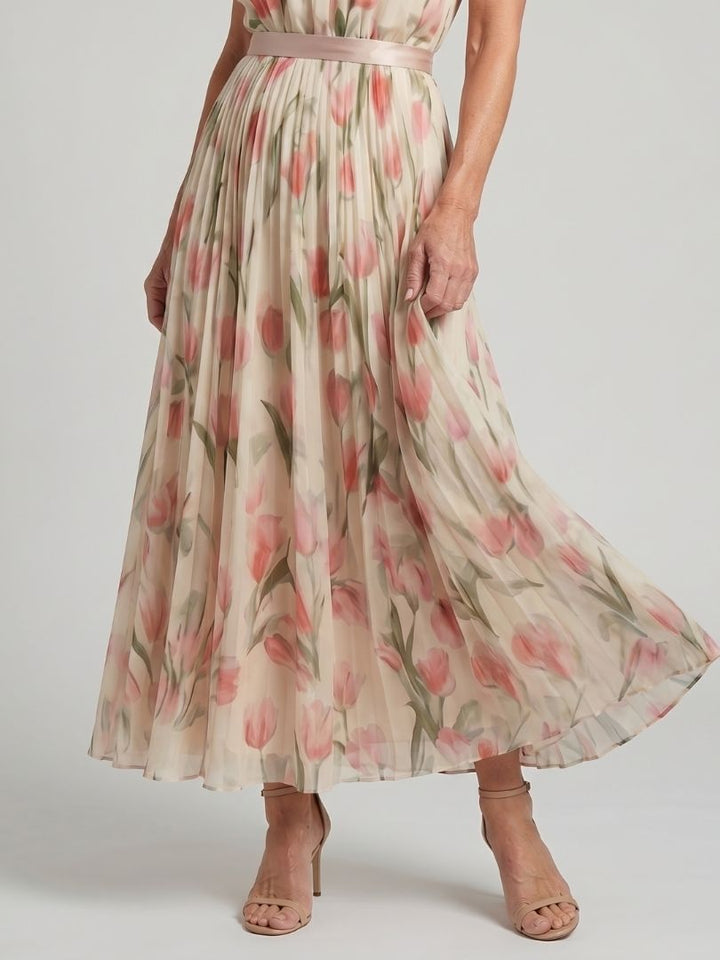Aurelle | Abito Midi Floreale con Scollo Americano
