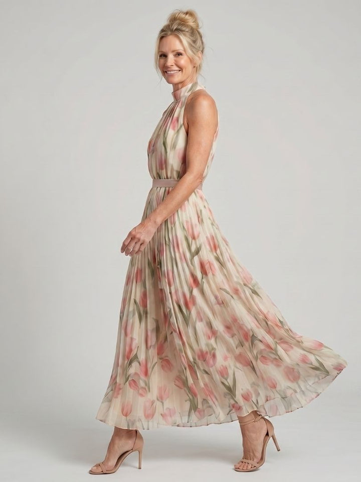 Aurelle | Abito Midi Floreale con Scollo Americano