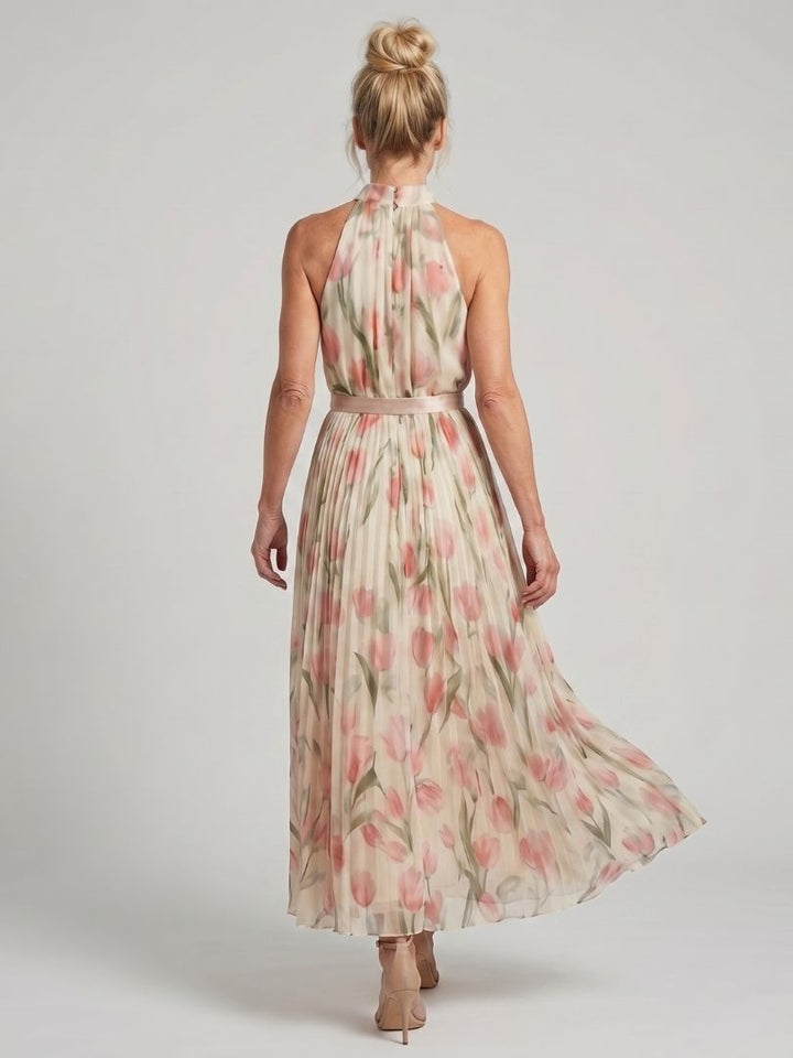 Aurelle | Abito Midi Floreale con Scollo Americano