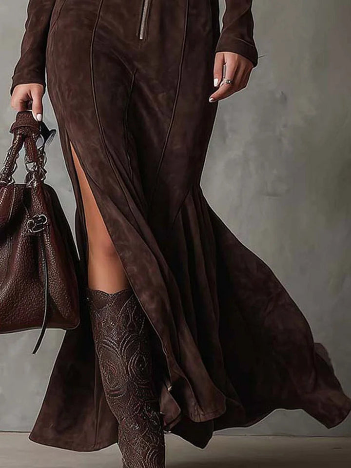 Vittoria | Abito Maxi Vintage con Cerniera e Cintura