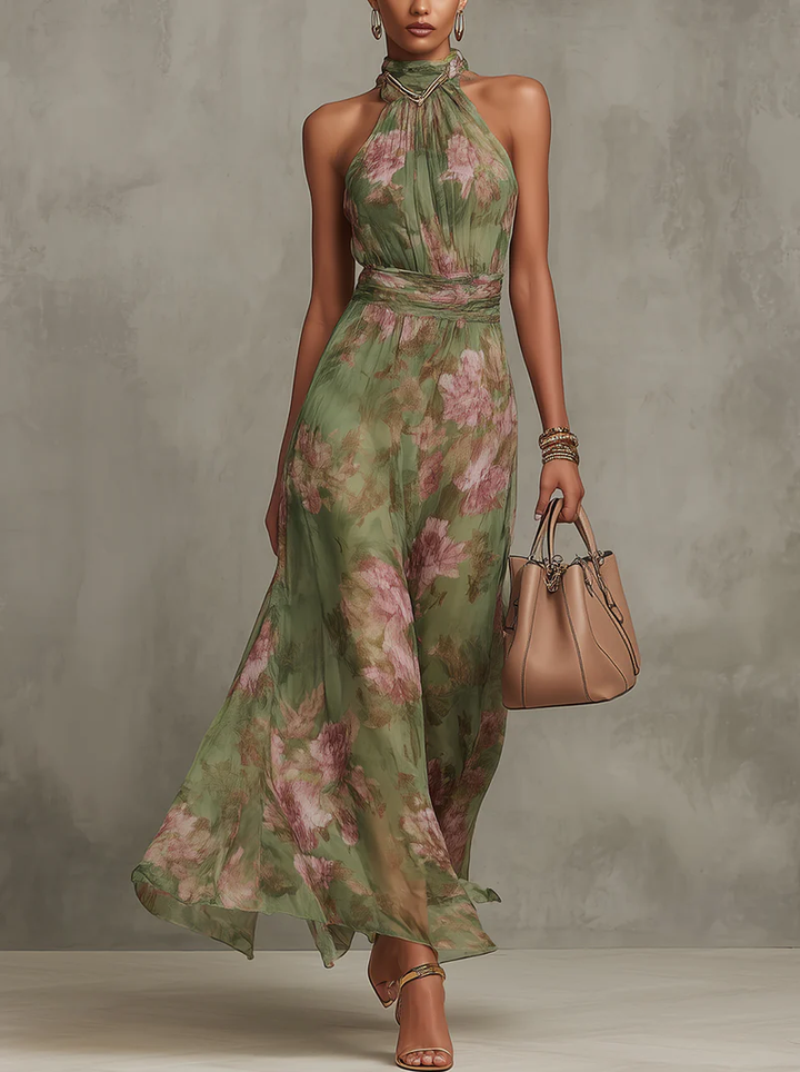 Beatrice | Abito Maxi Floreale Verde