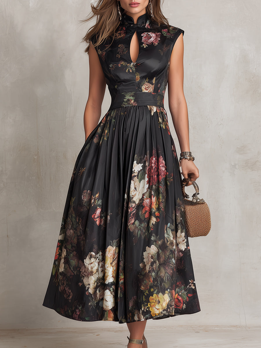 Sofia | Abito Midi Nero in Satin
