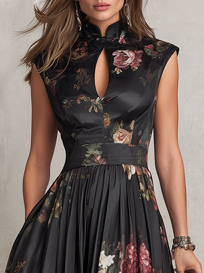 Sofia | Abito Midi Nero in Satin