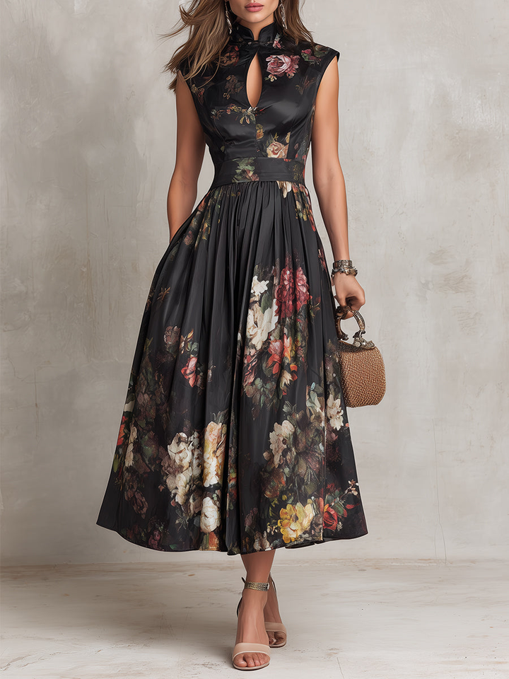 Sofia | Abito Midi Nero in Satin