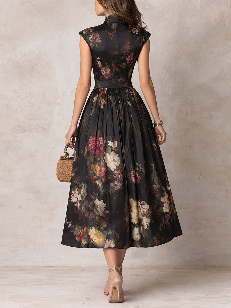 Sofia | Abito Midi Nero in Satin
