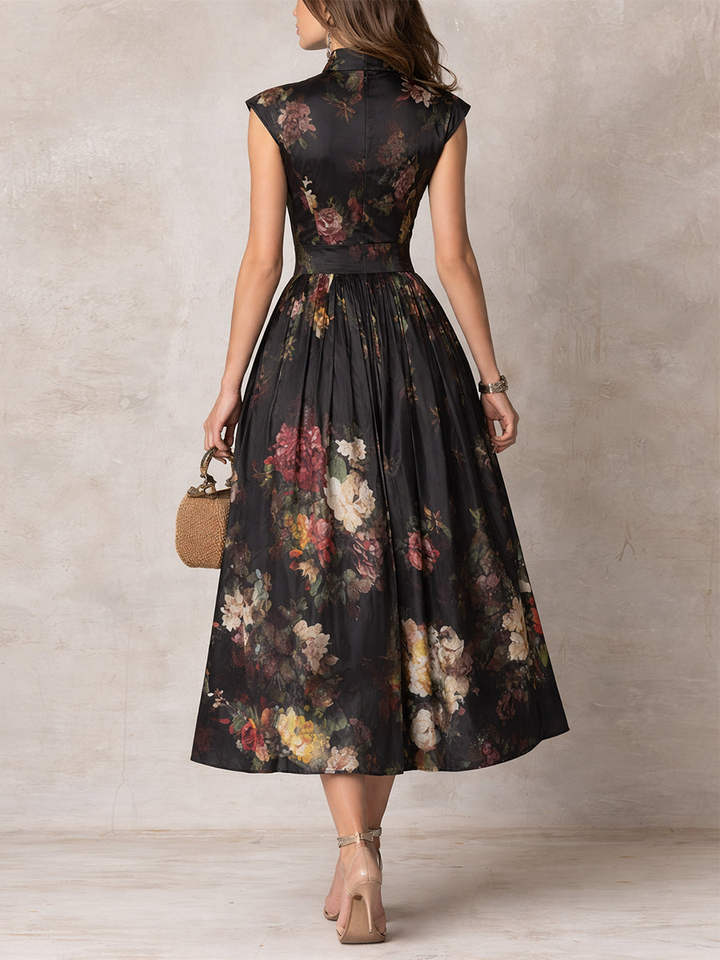 Sofia | Abito Midi Nero in Satin