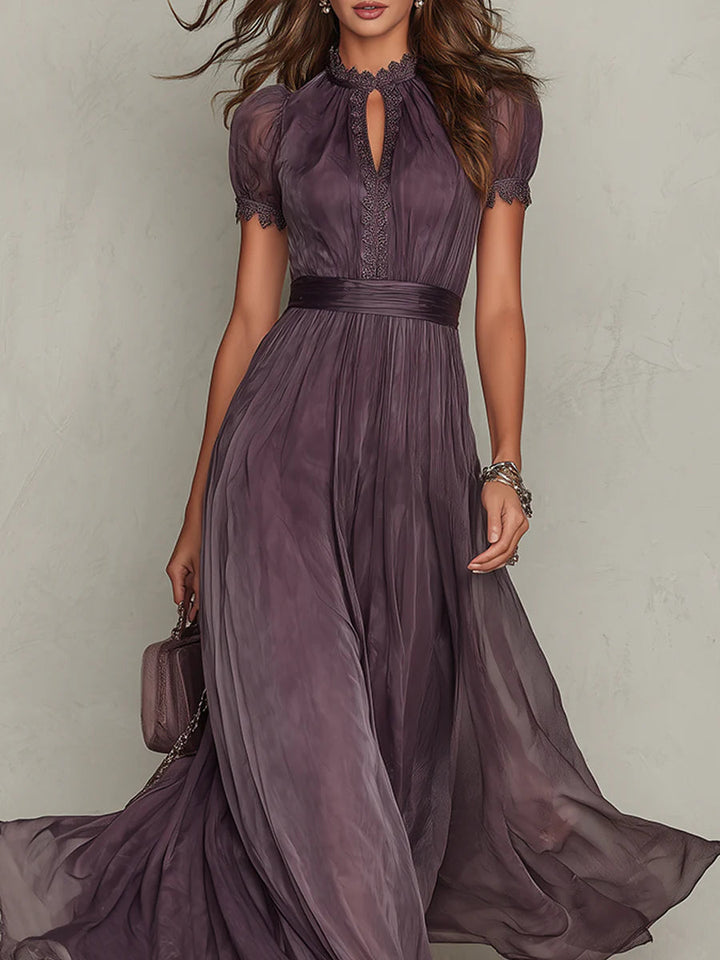 Viola | Abito Maxi in Chiffon e Pizzo