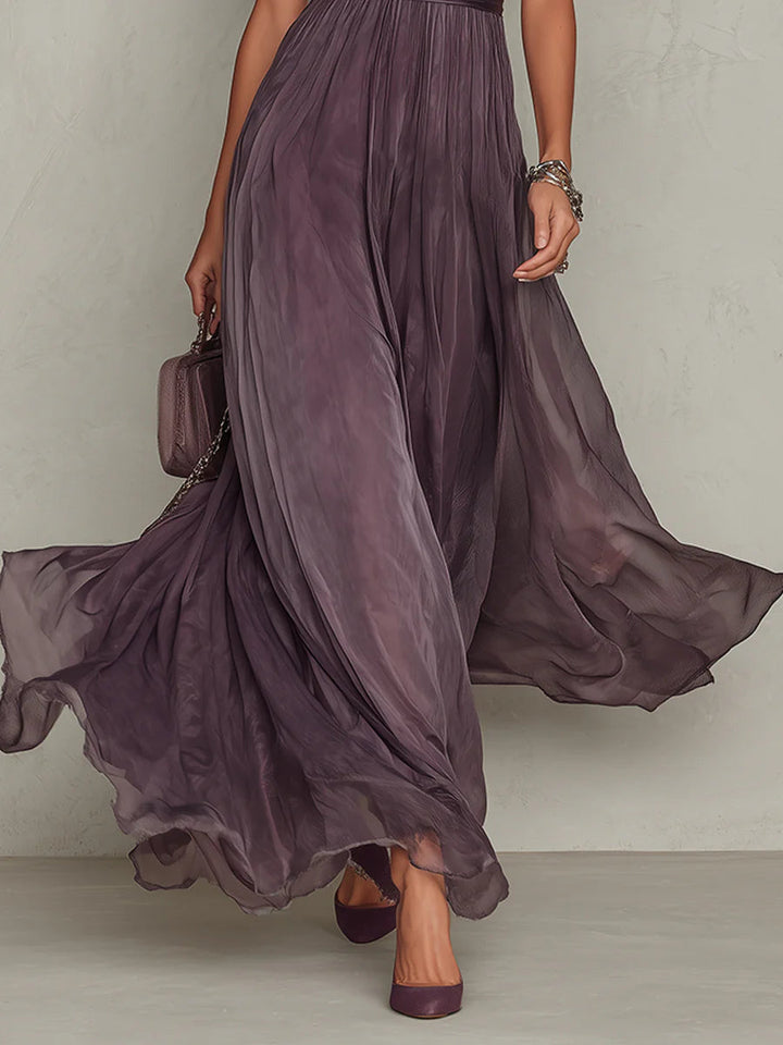 Viola | Abito Maxi in Chiffon e Pizzo