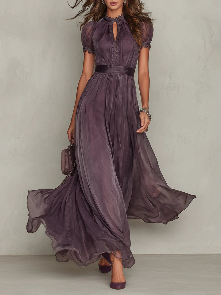 Viola | Abito Maxi in Chiffon e Pizzo