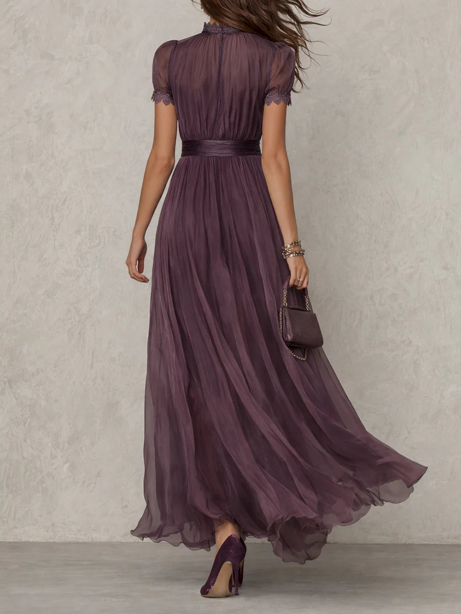 Viola | Abito Maxi in Chiffon e Pizzo