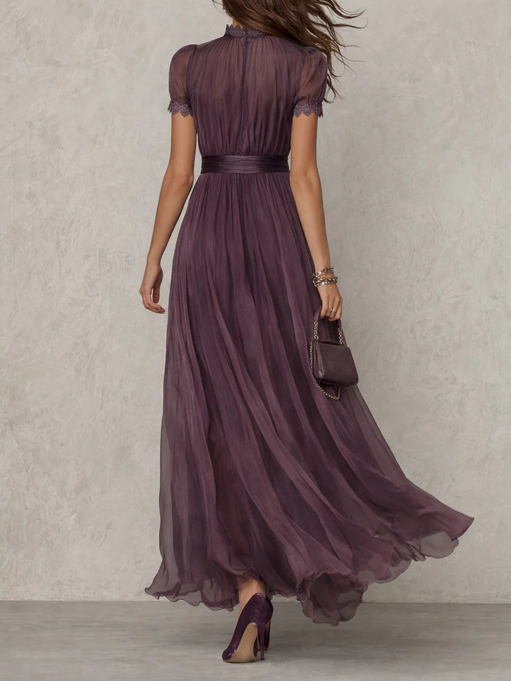 Viola | Abito Maxi in Chiffon e Pizzo