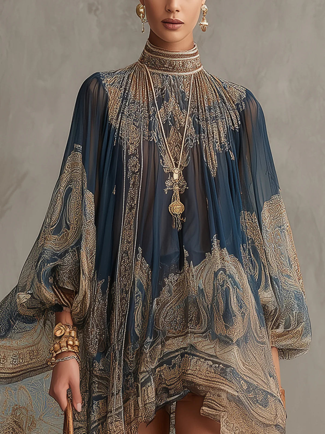 Arabella | Abito Mini Barocco Blu Navy