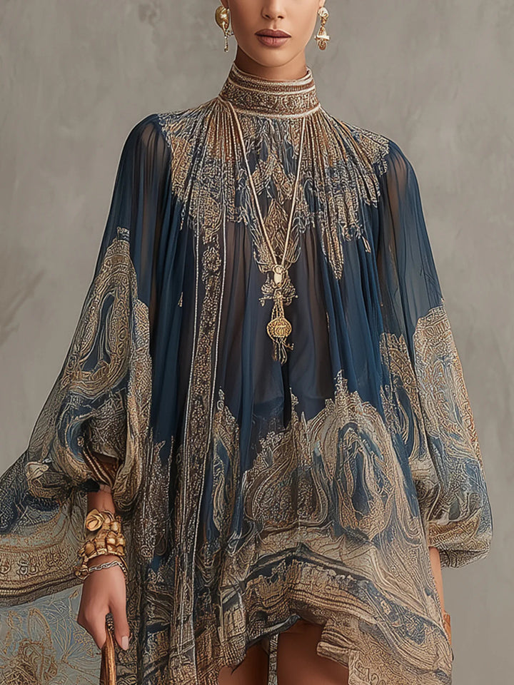 Arabella | Abito Mini Barocco Blu Navy