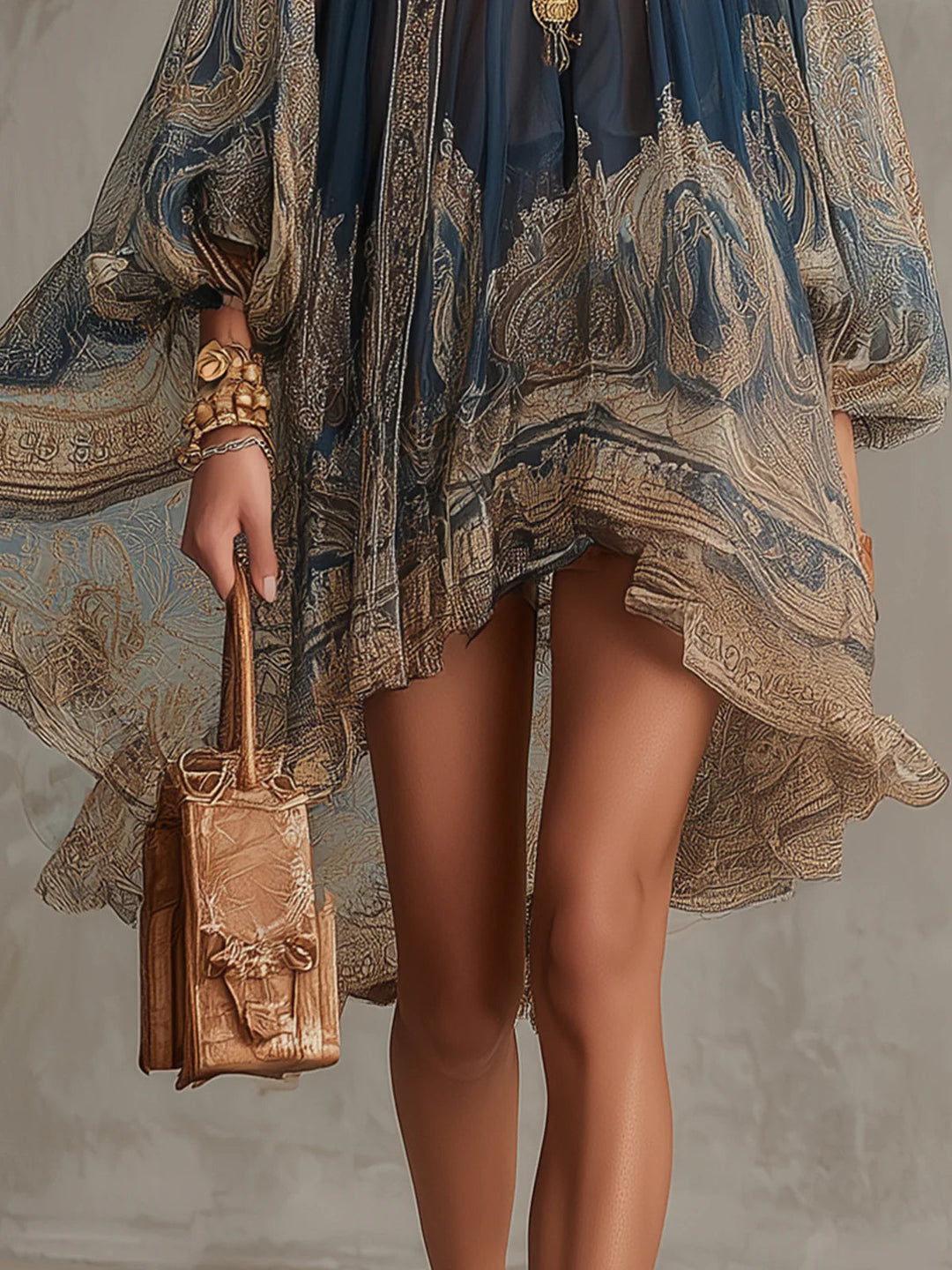Arabella | Abito Mini Barocco Blu Navy
