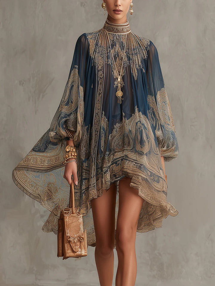 Arabella | Abito Mini Barocco Blu Navy