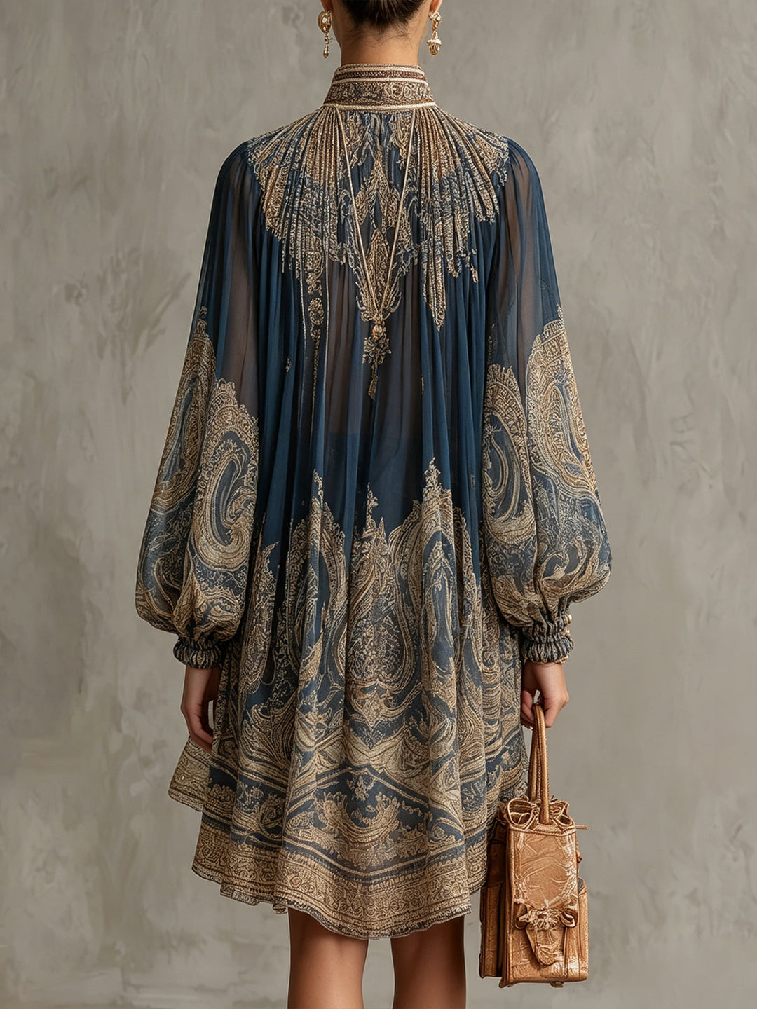 Arabella | Abito Mini Barocco Blu Navy