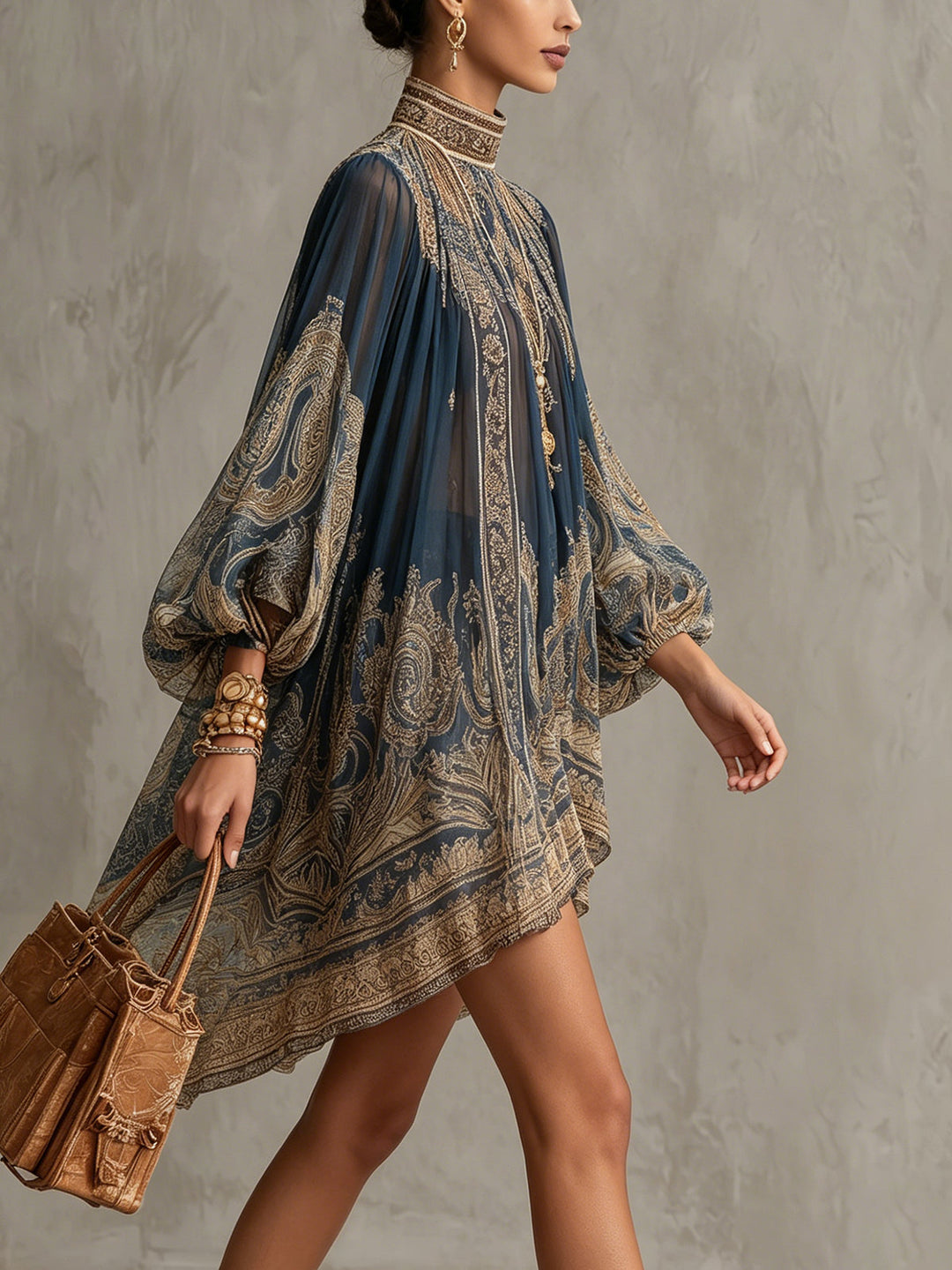 Arabella | Abito Mini Barocco Blu Navy