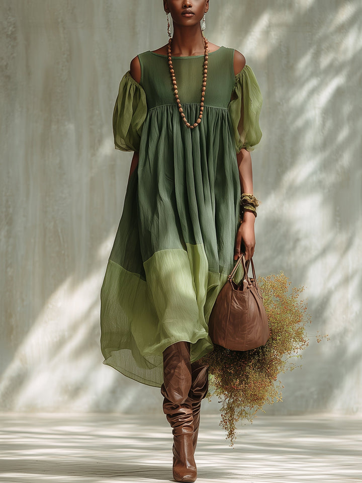 Chiara | Abito Midi in Chiffon Verde