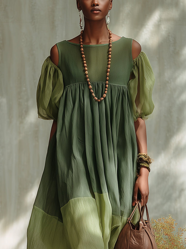Chiara | Abito Midi in Chiffon Verde