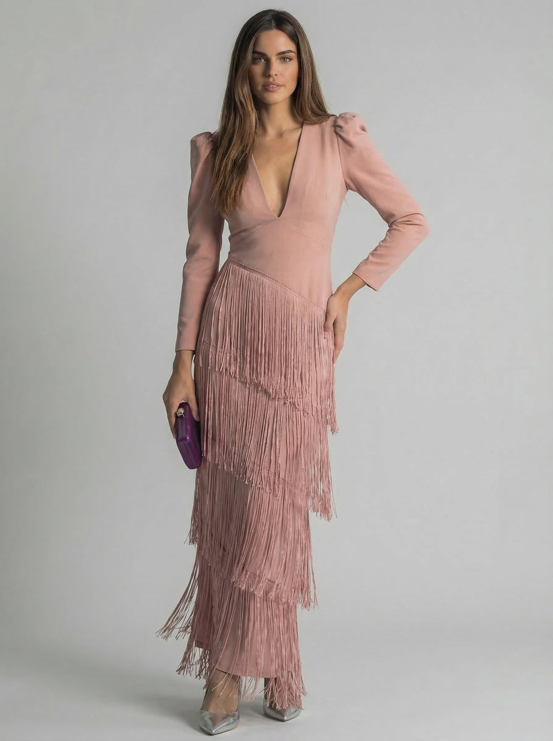 Salvia | Abito Maxi con Frange