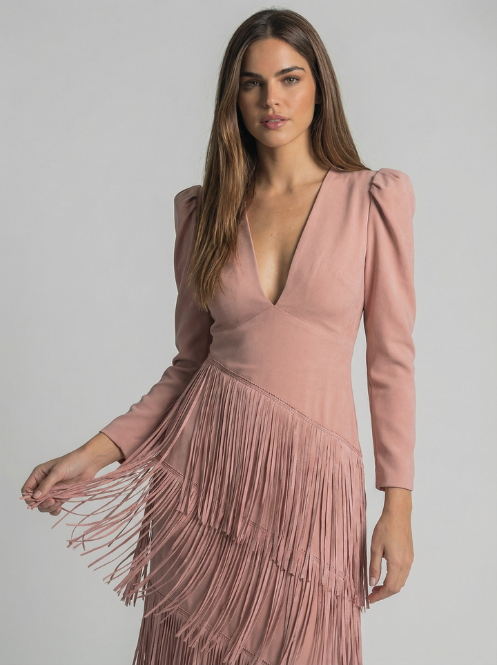 Salvia | Abito Maxi con Frange